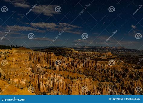 Night Photography Bryce Canyon with Moonlight and Sky Stars and Stock ...