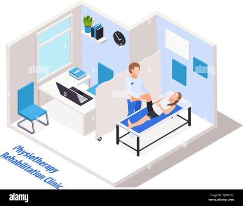 Rehabilitation Clinic Doctor Office Interior Isometric Composition With