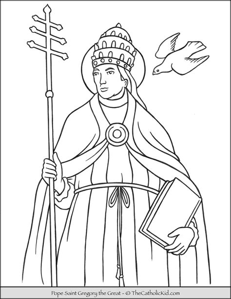 Pope Saint Gregory the Great Coloring Page - TheCatholicKid.com