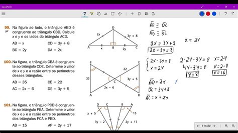 99 Na Figura Ao Lado O Triângulo Abd é Congruente Ao Triângulo Cbd Calculex E Y E Os Lados