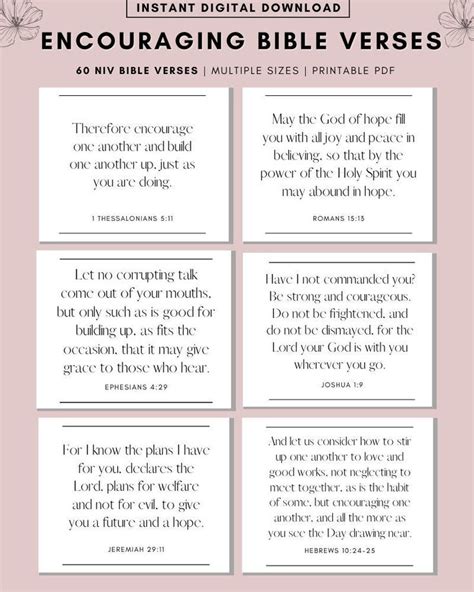 60 Bible Verse Cards, NIV Bible Verse Printable, Bible Study Printable ...