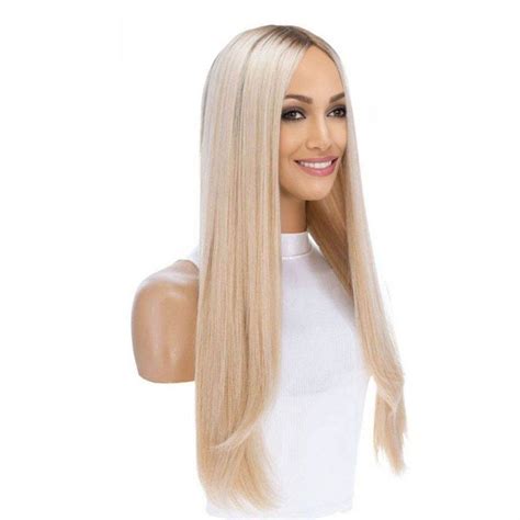 26" Ponytail Silk Top Wig Platinum Blonde