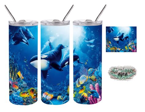 Whale Reef Digital Image For Sublimation 20oz Skinny Tumbler Digital