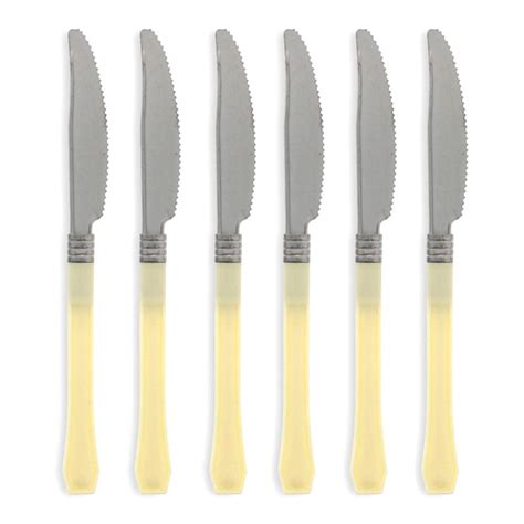 Cream And Silver Premium Range Plastic Knives Pack Of Partyrama