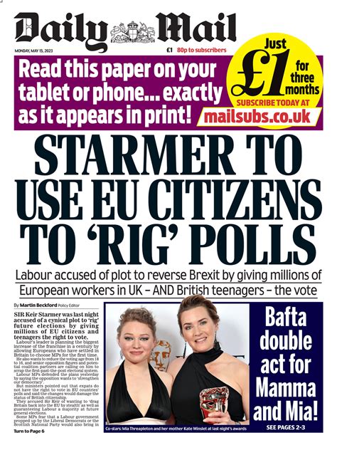 Daily Mail Front Page Th Of May Tomorrow S Papers Today