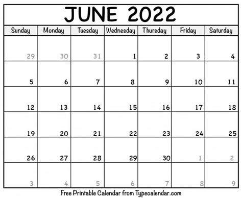 June 2022 Calendar June 2022 Free Printables