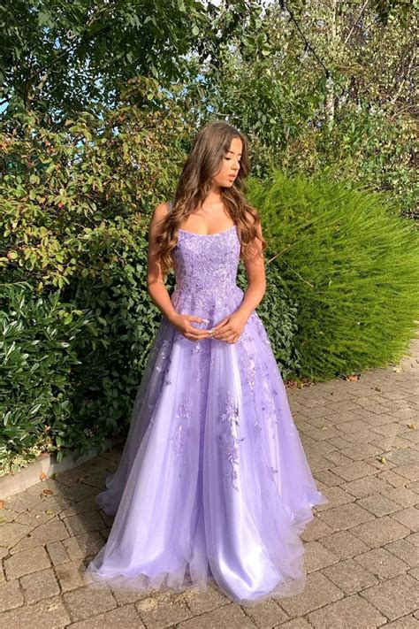 A Line Long Lace Lilac Corset Prom Dresses 2025 Floor Length Formal Dress