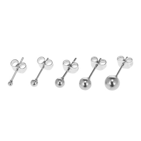 Surgical Stainless Steel Round Ball Ear Studs Earrings Pair Set