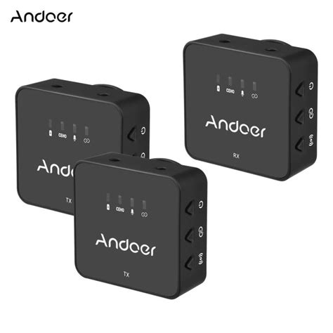 Andoer One Trigger Two 2 4G Wireless Microphone System 2 Transmitters