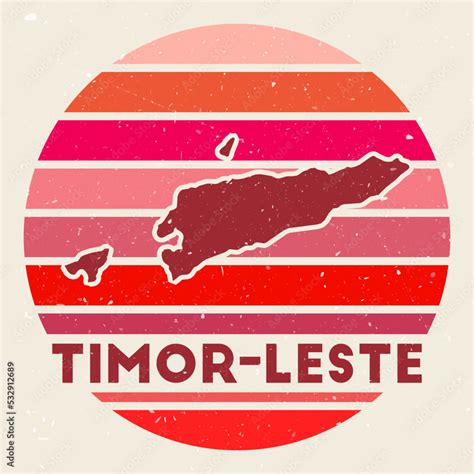 Timor Leste Logo Sign With The Map Of Country And Colored Stripes