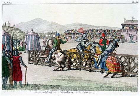 Knights Jousting At A Tournament 12th Drawing By Print Collector