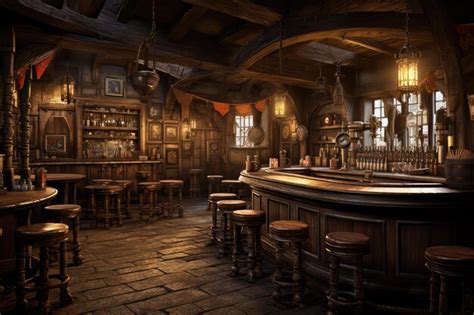 Premium AI Image | Old bar scene Traditional or British style bar or pub