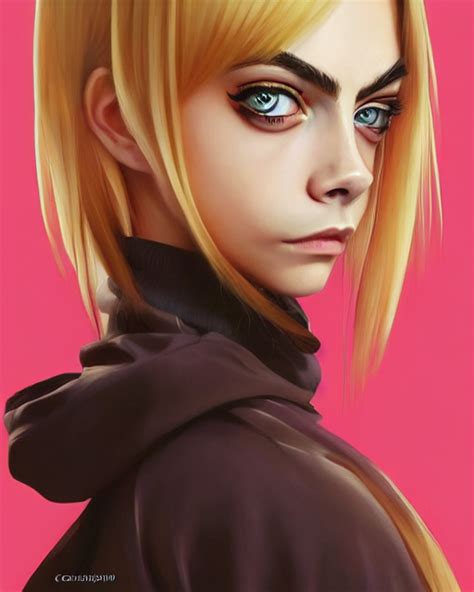 Krea Ai Portrait Of Cara Delevingne As Anime Girl Cute Fin