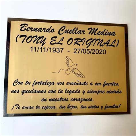 Placa Metálica Para Urna Funeraria 16x21 Cm A Colores Cuotas sin interés