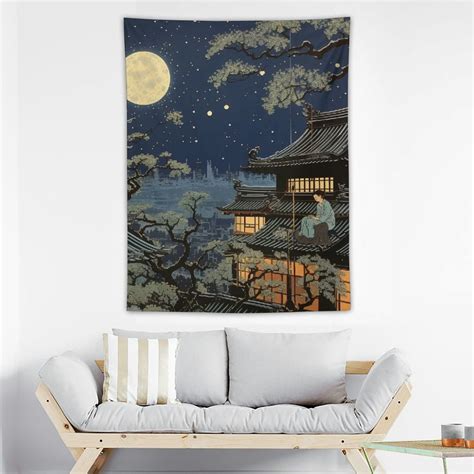 ONETECH Anime Tapestry Wall Hanging Tapestries Anime Poster Night Scene