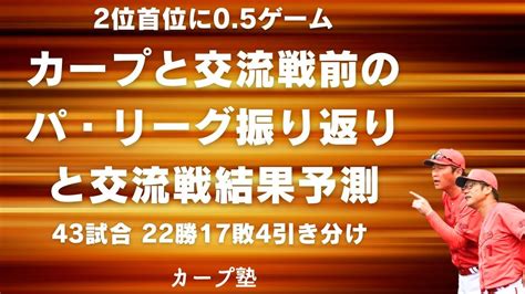 【2位首位に0 5ゲーム】カープと交流戦前のパ・リーグ振り返りと交流戦結果予測【昨年交流戦勝率5割】 Youtube