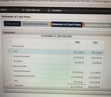 Solved Ebook Show Me How Calculator Statement Of Cash Chegg