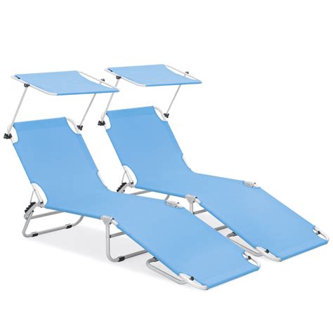 MoNiBloom Sunshade Reclining Beach Chairs Set Of 2 Portable Camping