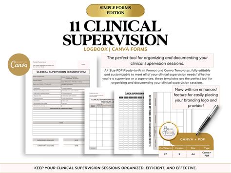 Clinical Supervision Session Forms And Hours Log Editable Etsy