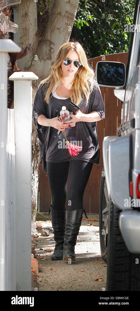 Hilary Duff Gets Into A Mercedes Benz Suv Outside A Private Residence