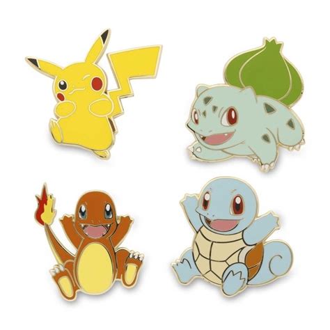 Bulbasaur, Charmander, Squirtle & Pikachu Pokémon Pins (4-Pack ...