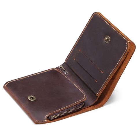 Buy Vintage Men Leather Wallet With Zipper Coin Pocket