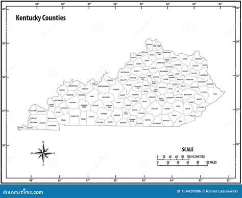 Black Outline Of Kentucky Map Stock Illustration