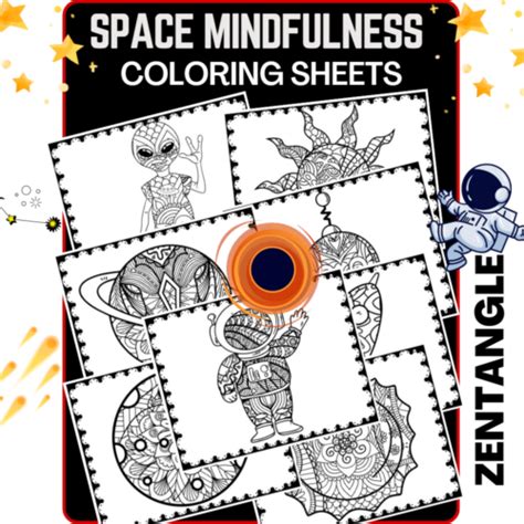 Zentangle Space Mindfulness Coloring Sheets Stress Relief Made By