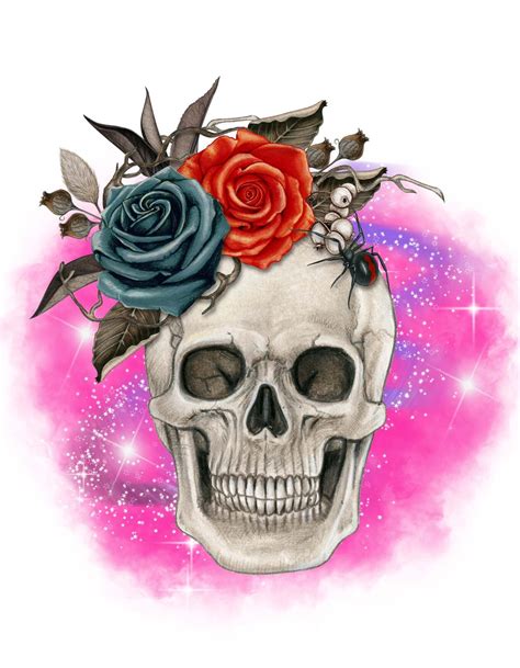 Skull With Roses - Etsy