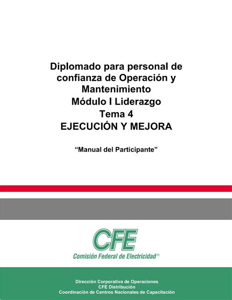 Manual Participante Ejecucion y Mejora cfe liderazgo Página 1 30