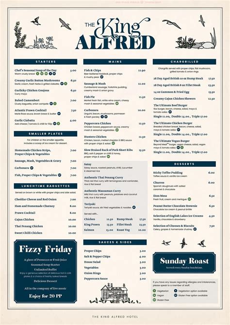 Menu At King Alfred Pub Bar Barrow In Furness