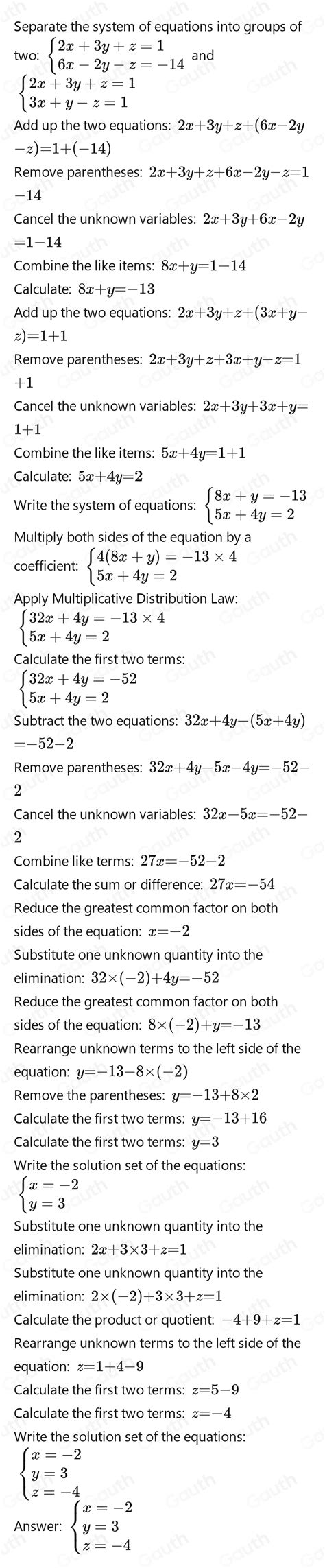 Solved A 2 X 3 Y Z 1 6 X 2 Y Z 14 3 X Y Z 1 [algebra]