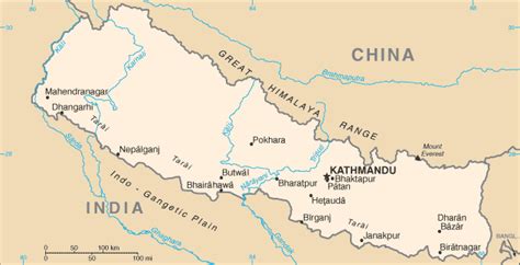 Nepal Map (Physical) - Worldometer