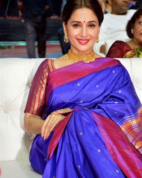 Actress Madhuri Dixit Stills Wet In Blue Silk Saree Cinehub