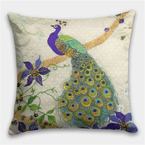 Peacock Pillow Cover Peacock Cushion Cover Purple Peacock - Etsy