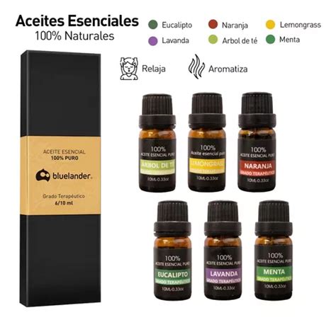 Kit De 6 Aceites Esenciales Para Difusor Aromaterapia 10 Ml MercadoLibre