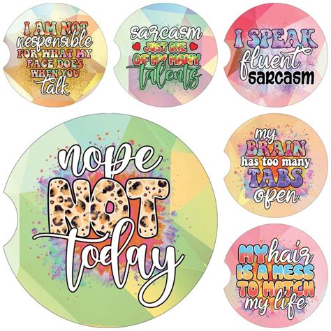 Printable Sarcasm Car Coaster Templates Sarcastic Sublimation Designs