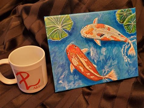 Fish Painting on Canvas, Fish Painting, Fish Swimming, Koi Artwork, Koi ...