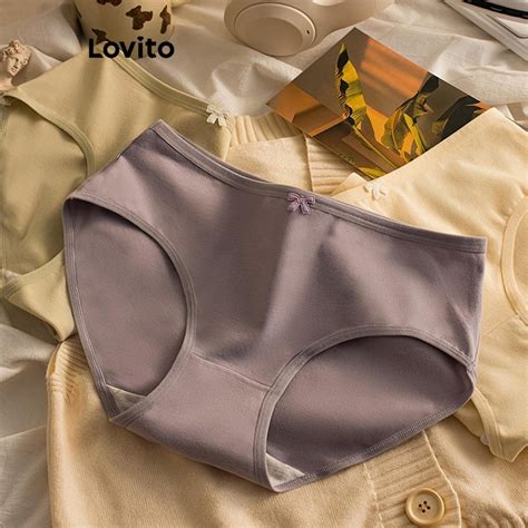 Lovito Calcinha Casual Laço Liso Para Mulheres LNA48261 Shopee Brasil