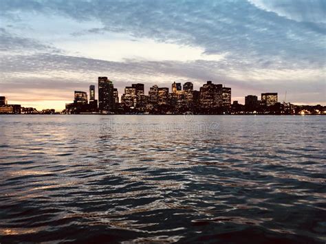 Boston Skyline in the Evening in Winter Stock Image - Image of museum ...