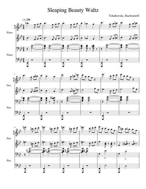 Sleeping Beauty Waltz Duet Sheet Music For Piano Piano Duo