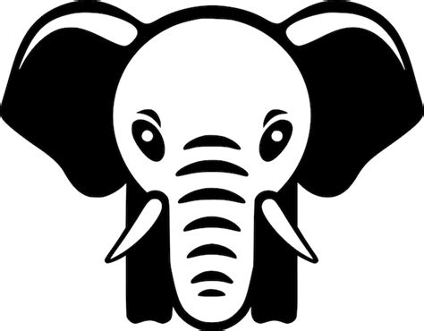 Ilustración vectorial de elefante en blanco y negro Vector Premium