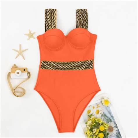 Maillot De Bain Une Pi Ce Femme Sexy Bikini Couleur Unie Acier Triangle