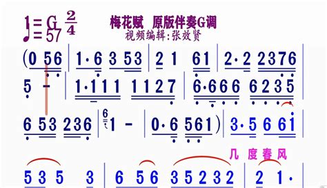 【张效贤爱音乐】原版伴奏g调《梅花赋》动态简谱 2万粉丝1万作品期待你的评论音乐视频 免费在线观看 爱奇艺