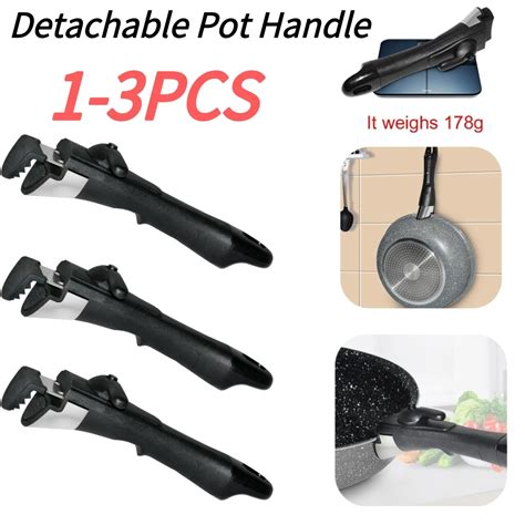 1 3PCS Removable Pan Pot Handle Handle Non Stick Stainless Steel Anti