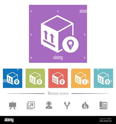 Package Tracking Flat White Icons In Square Backgrounds 6 Bonus Icons