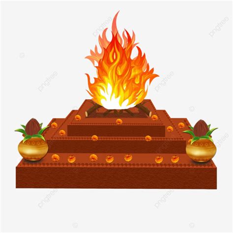 Indian Hindu Wedding Mandap Design Havan And Homam Vector Fire Kalash ...