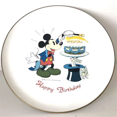 Vintage Schmid Walt Disney Happy Birthday Mickey Mouse Cake Music Box