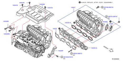 2012 Nissan Rogue 2 5L CVT 4WD HATCHBACK 25SV Adapter Intake 14040