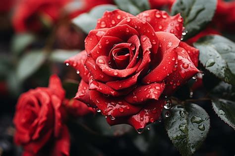 Premium AI Image Red Roses With Water Droplets On Them